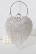 Rebadress Luxury Heart Shape Rhinestones Tassel Evening Handbag