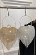 Rebadress Luxury Heart Shape Rhinestones Tassel Evening Handbag