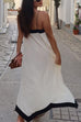 Rebadress Spaghetti Strap V Neck Color Block Maxi Holiday Dress