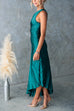 Rebadress One Shoulder Cut Out Waist Pleated Satin Maxi Dress