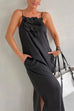 Rebadress 3D Flower Side Slit Cotton Linen Maxi Cami Dress