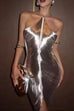 Rebadress Chicest Halter Draped Fringe Mini Party Dress