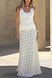 Rebadress Elastic WaistBand Lace Hollow Out Maxi Skirt