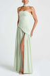 Rebadress Strapless Back Lace-up High Slit Splice Maxi Dress