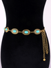 Rebadress Turquoise Decorative Adjustable Metal Chain Belt