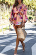 Wrap V Neck Long Sleeves Tie Waist Floral Print Romper