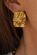 Rebadress Textured Gold Rectangle Stud Earrings