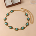 Rebadress Turquoise Decorative Adjustable Metal Chain Belt