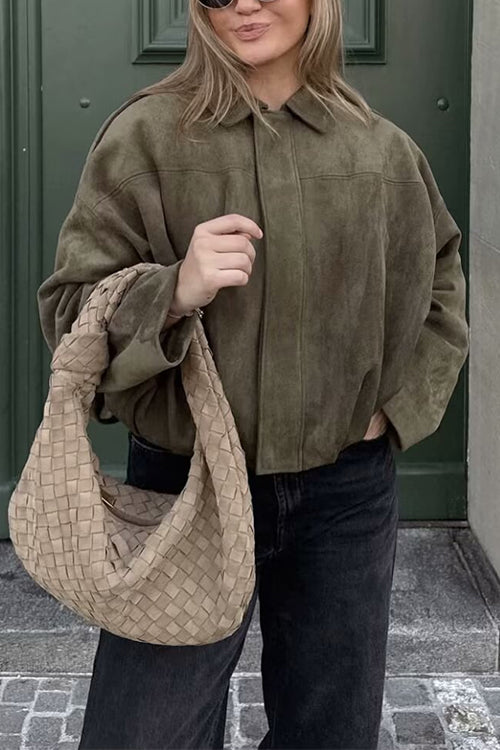 Rebadress Lapel Zip Up Trendy Bomber Jacket