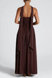 Rebadress Strapless Back Lace-up High Slit Splice Maxi Dress