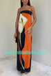 Strapless Color Block Printed Maxi Party Dress (4 Colors Available!)
