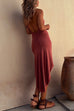 Rebadress Halter Cowl Neck Backless High Low Hem Dress