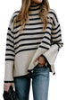 Rebadress Turtleneck Side Split Striped Sweater