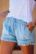 RD Elastic High Waist Raw Hem Shorts