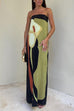Strapless Color Block Printed Maxi Party Dress (4 Colors Available!)