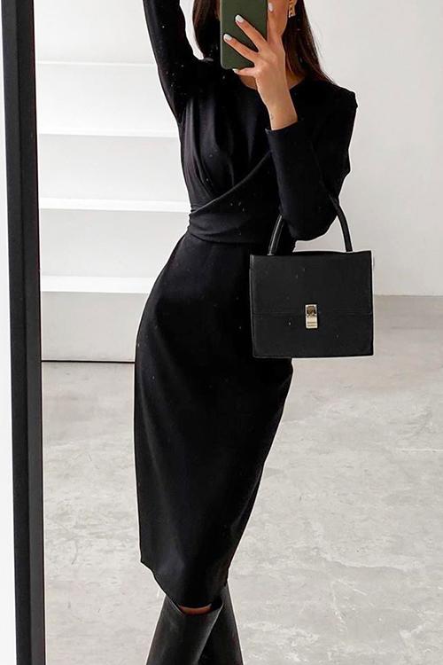 Rebadress Elegant Front Cross Slit Back Pencil Dress