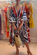 Rebadress V Neck Lantern Sleeve Tie Waist Printed Irregular Swing Dress