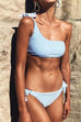 Rebadress Sea Blue Striped One Shoulder Bikini Swimwear