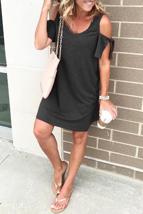 Rebadress V Neck Dew Shoulder Mini Dress