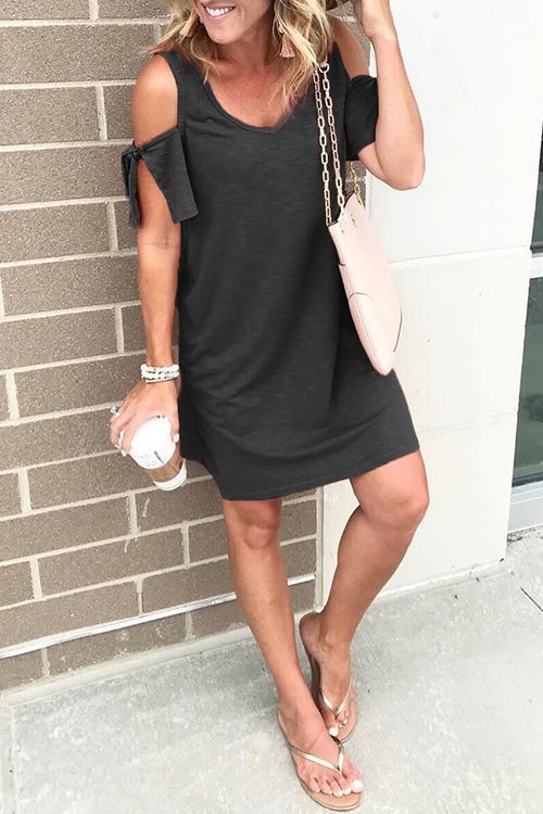 Rebadress V Neck Dew Shoulder Mini Dress