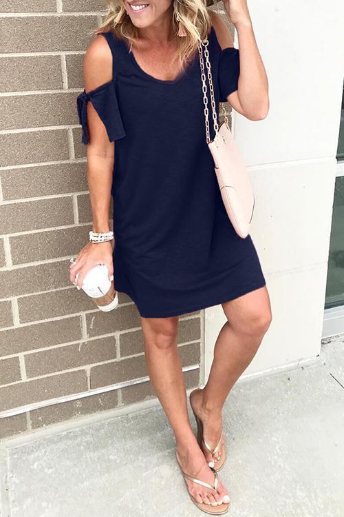 Rebadress V Neck Dew Shoulder Mini Dress