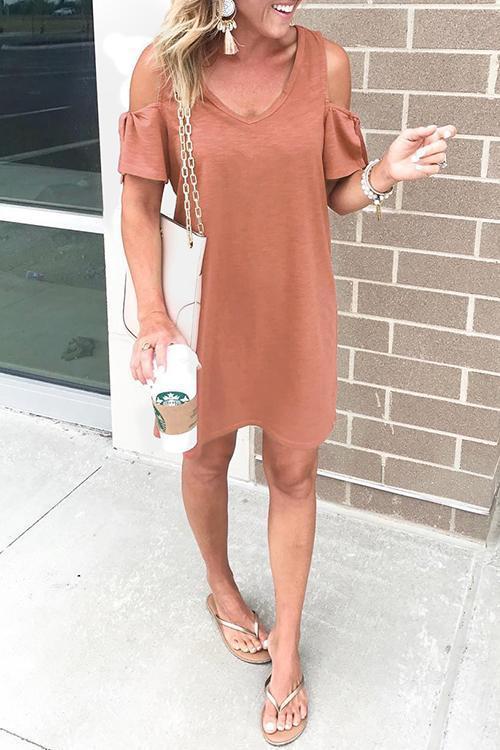 Rebadress V Neck Dew Shoulder Mini Dress