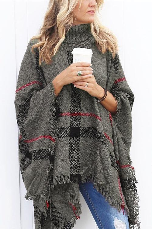 Rebadress Soft Tassel Lattice Cloak Poncho Sweater