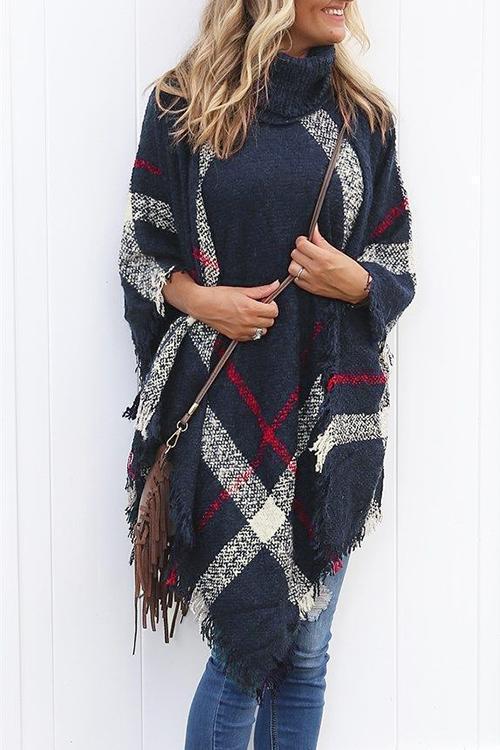 Rebadress Soft Tassel Lattice Cloak Poncho Sweater