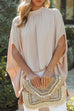 Rebadress Mockneck Slit Sleeve Cloak Blouses