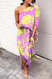 Rebadress Casual One Shoulder Side Split Printed Dress