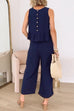 Rebadress Sleeveless Ruffle Top Wide Leg Pants Set