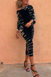 Rebadress Cold Shoulder Batwing Sleeve Waisted Tie Dye Dress