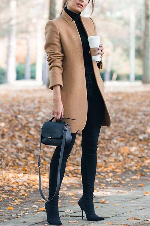 Rebadress Ellen Stand Collar Open Front Coat