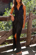 Rebadress V Neck Twist Front Slit Maxi Satin Dress