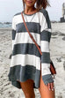 Rebadress Striped Long Sleeves Side Split Pullover