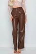 Rebadress Faux Leather Straight Leg Trousers with Pockets