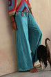 Rebadress Solid Raw Hem Wide Leg Casual Pants
