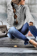 Rebadress Mockneck Solid Cable Knit Pullover Sweater