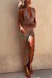 Rebadress Drawstring High Slit Tie Dye Maxi Skirt