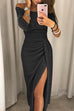 Rebadress Off Shoulder High Split Glitter Party Dress