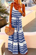 RD V Neck Tie Waist Printed Swing Maxi Cami Dress