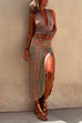 Rebadress Drawstring High Slit Tie Dye Maxi Skirt