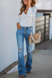 Rebadress Buttons Ripped Bell Bottom Jeans
