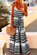 RD V Neck Tie Waist Printed Swing Maxi Cami Dress