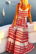 RD V Neck Tie Waist Printed Swing Maxi Cami Dress