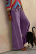 Rebadress Solid Raw Hem Wide Leg Casual Pants