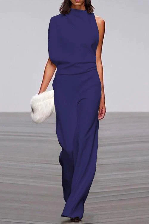 Rebadress Cowl Neck One Shoulder Batwing Sleeve Party Suit