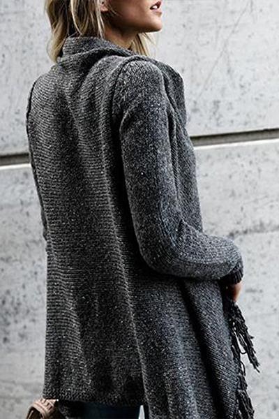 RD Cowl Neck Tassel Irregular Sweater