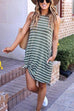Rebadress Striped Loose Round Neck Sundress With Pockets