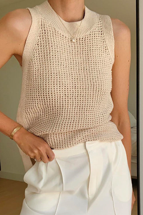 Rebadress Crewneck Hollow Out Sleeveless Top